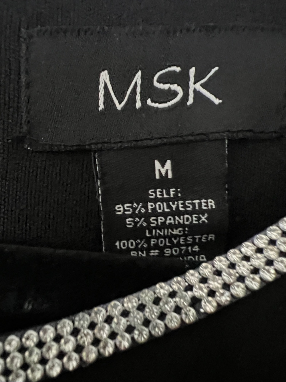 MSK Black Long-Sleeve Jumpsuit with Silver sparkle Accent Trim - Picture 2 of 8